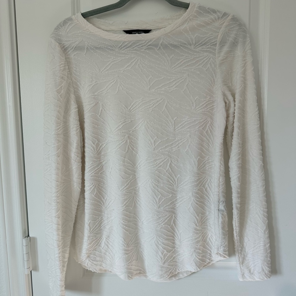 Simply Vera Vera Cream Textured Long Sleeve Top